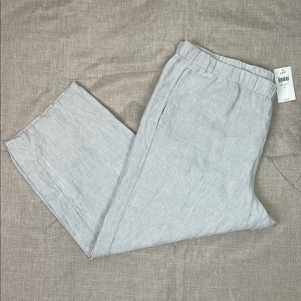 J.Jill New Women’s Large Pull-on Linen Pockets Cropped Lightweight Pant - Picture 1 of 9